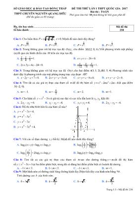 Đề thi thử lần I THPT Quốc gia môn Toán 12